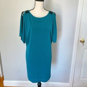 Embellished Cold Shoulder Shift Dress